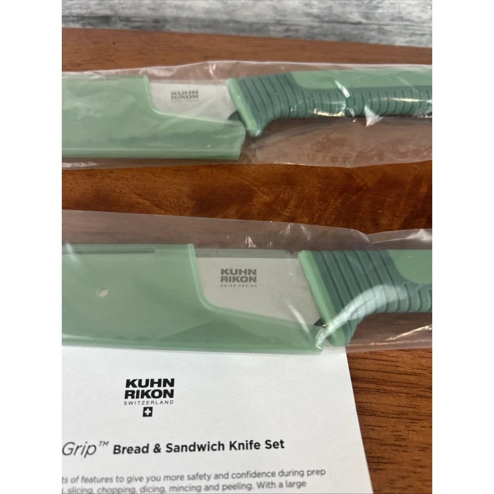Kuhn Rikon SecureGrip Green Bread & Sandwich Knife Set